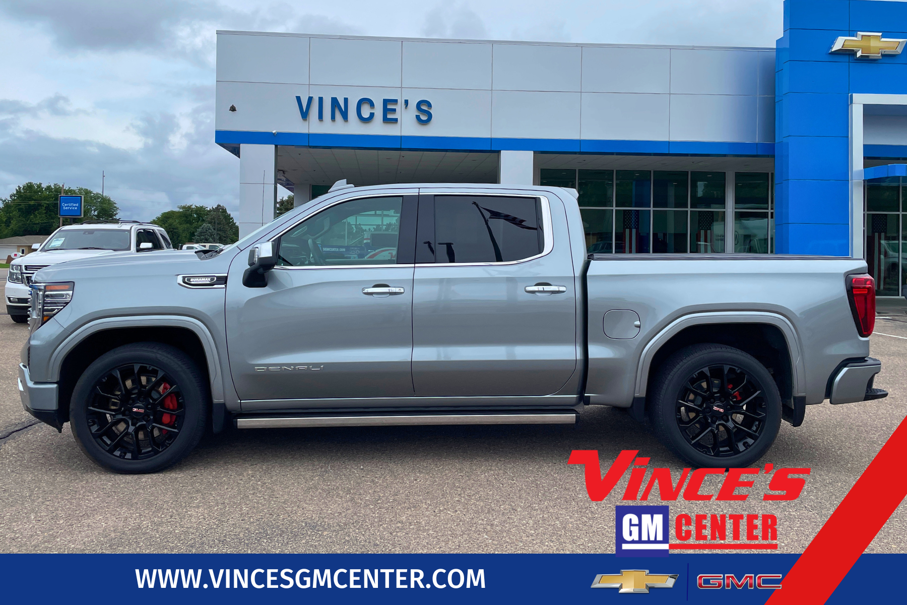 2025 GMC Sierra 1500 Denali in Sterling Metallic — front three-quarter view
