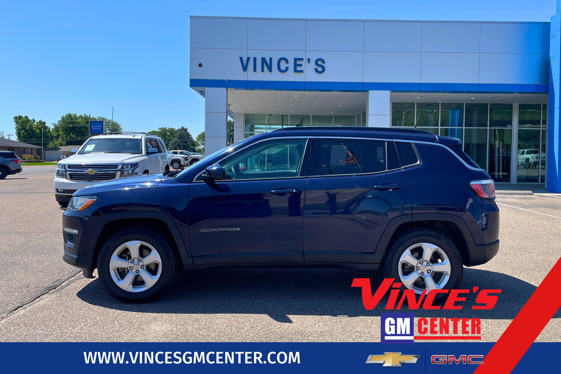 2018 Jeep Compass Latitude in Blue — front three-quarter view